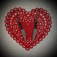 Image 1 of Metal Knife Dangly Glitter Earrings 