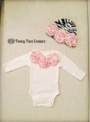 Image of Newborn Outfit and Zebra Baby Hat with Pink Rosette's Newborn-24 month old Baby Shower Gift