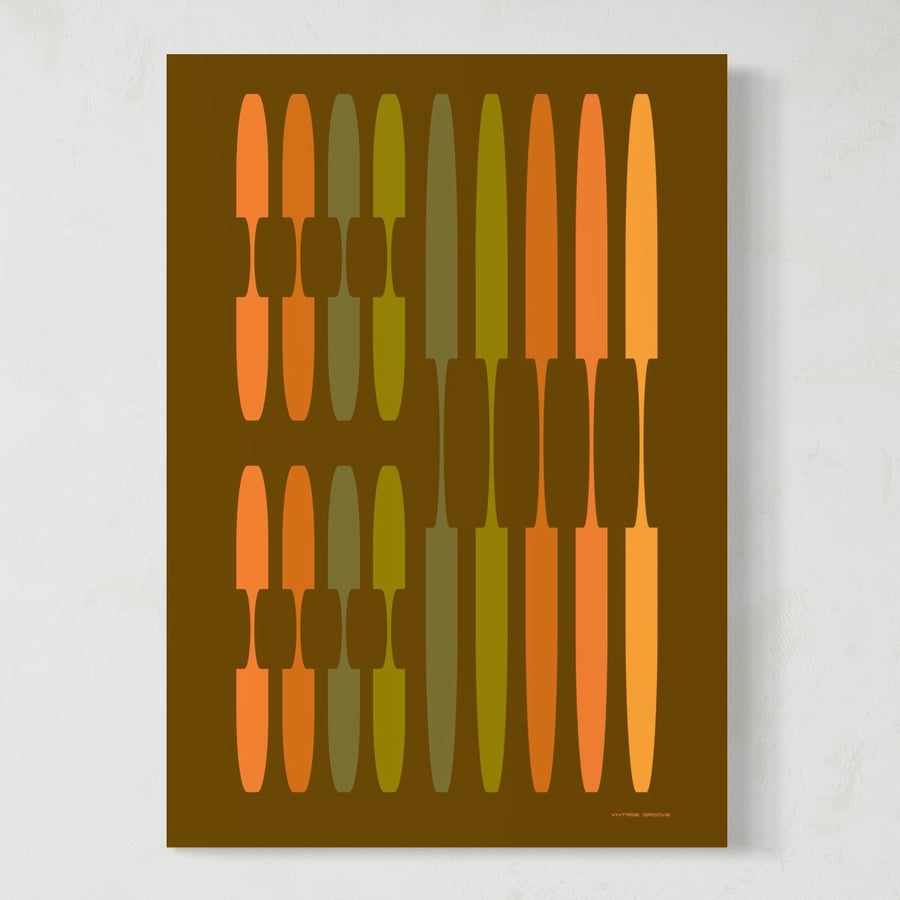 Image of 'Partition' in Green & Orange 250gsm Matt Art Print