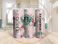 Pastel Pink Starbucks Floral Tumbler  