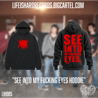 Image 1 of See into my fucking eyes red foil hoodie