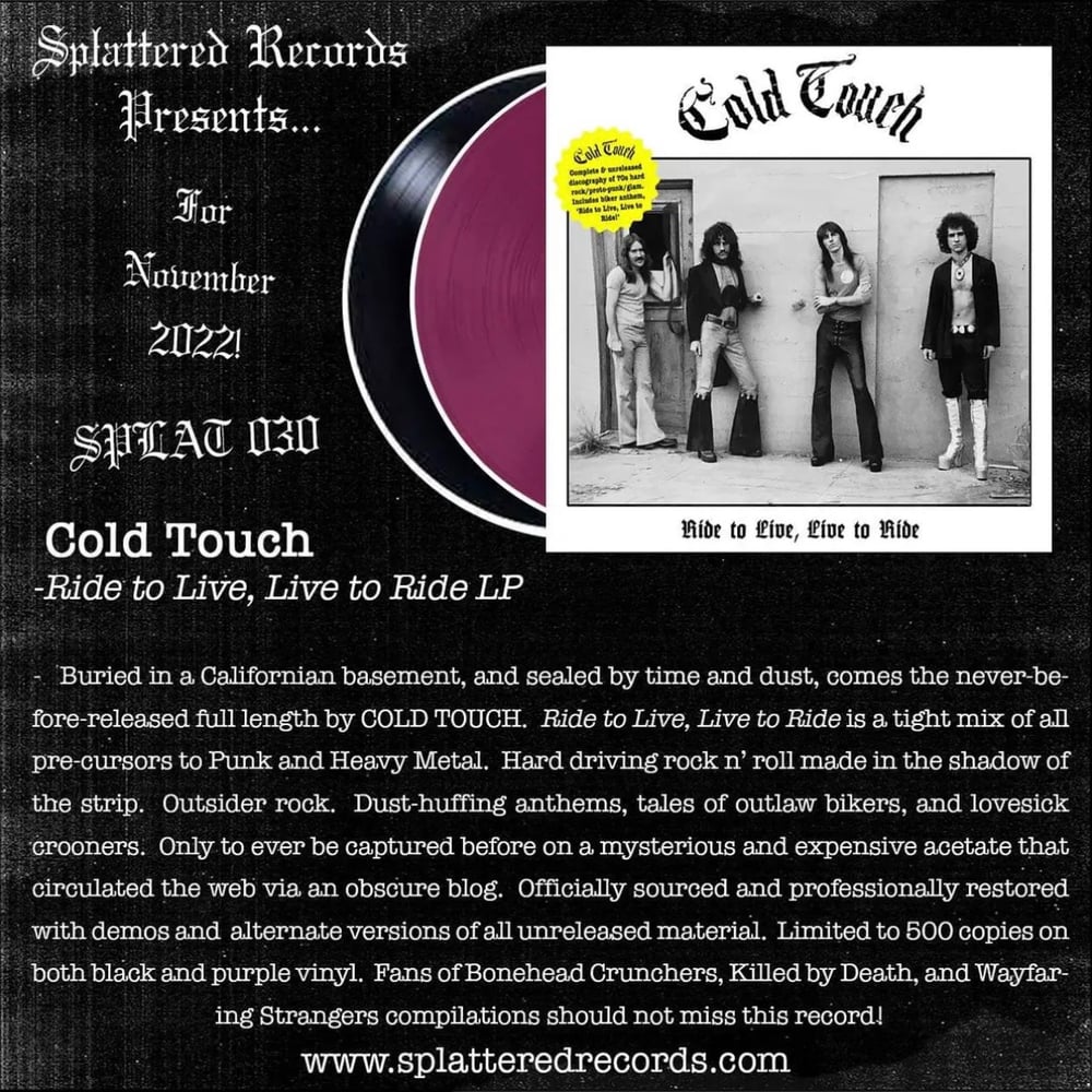 Cold Touch - Ride to Live, Live to Ride (12' LP)