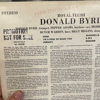 Image 2 of Donald Byrd – Royal Flush - Promo Stereo First Press LP. 