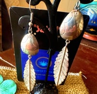 Image 2 of Concho & feather long earrings 