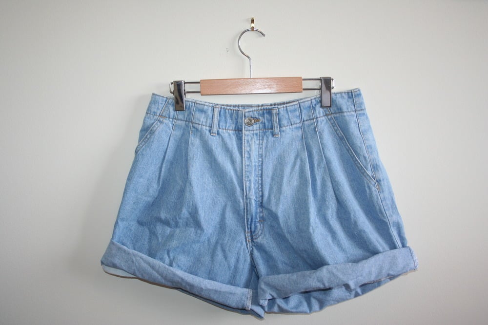 light blue high waisted shorts