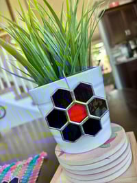 Image 2 of Mini Stained-Glass Planter Hangers - Mini Hexagon Flower Plant Decoration