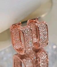 Image 1 of 1 Pair Glamorous Cubic Zirconia Hoop Earrings 