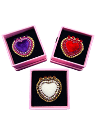 Image 4 of Dark Plum Velvet Heart Ring 