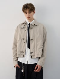 Image 3 of Y2k American Harajuku Retro Black Gothic High Street Aircraft Button Jacket Men And Women Korean Fas