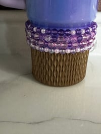 Image 4 of Glinda Inspired Pink & Purple Tumbler Bracelet Stack | Wizard-Inspired Cup Charm