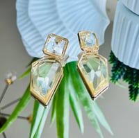 Image 2 of Clear Chunky Stone Statement Earrings