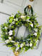 Image of 40cm Thick Wicker Wreath - foliage and white flowers 