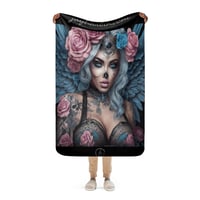 Image 3 of Sherpa Blanket Pink and Blue Angel Tattoo