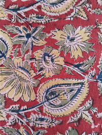 Image 4 of kalamkari feuilles et fleurs rouge