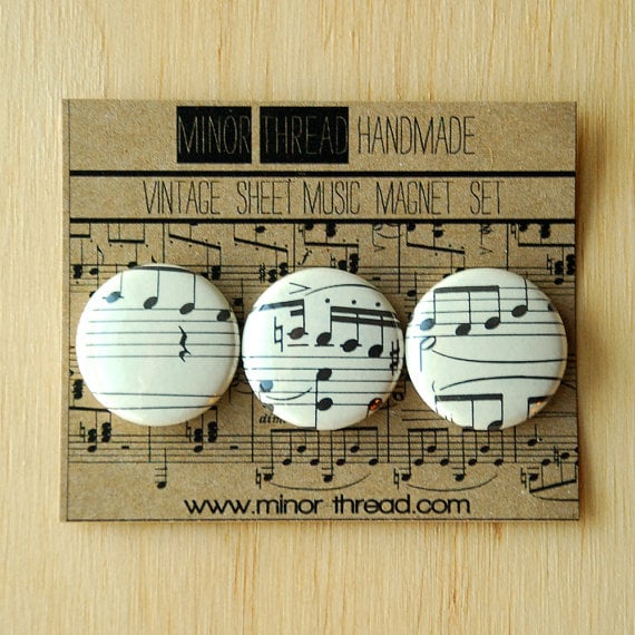 Image of Recycled Sheet Music Magnets 6 Sets - Wholesale Package