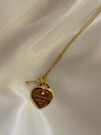 Image 3 of Diamond gold heart key necklace