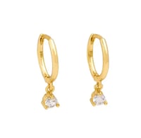 Image 1 of Demi Drop Zirconia Huggie Hoop Earring 