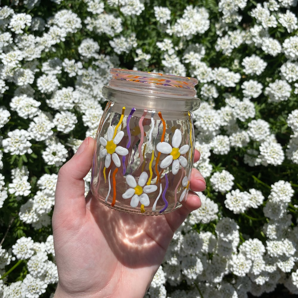 Image of sunset daisies stash jar