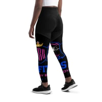 Image 3 of BOSSFITTED Black Neon Pink and Blue Sports Leggings