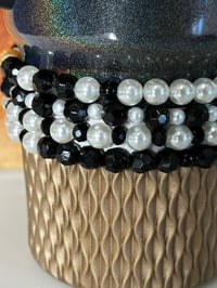 Image 4 of Wild Blooms Black, Cream, and Gold Tumbler Bracelet Stack