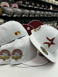 Image 1 of New Era 59Fifty Optic White/ Burgundy “Po’d Up”