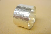 Image of Sterling silver hammered wide band ring