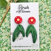 Red Gum Blossom and Leaf Earrings