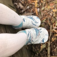 Image 1 of Floral Whale -  Inch Blue Soft Sole Shoes 