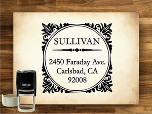 Image of Deco Border Last Name Return Address Stamp - Custom - SELF INKING - JB-105