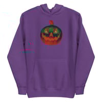Image 7 of Long Sleeve Hoodie (Adult M/F) - Jack O Lantern Retro Orange Glow