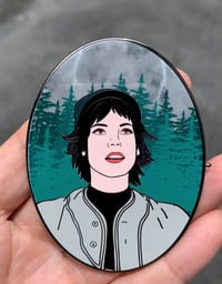 Image 1 of Alice Cullen Baseball Pin (in hand)