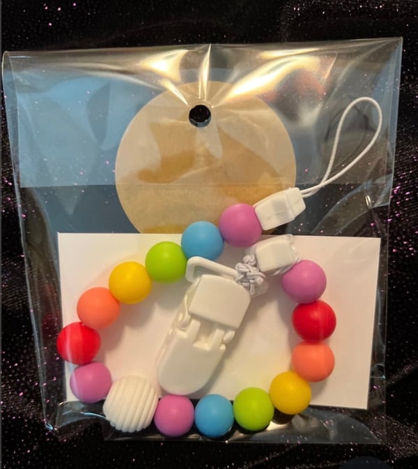 Image of 12" Light Blue Silicone Bead Pacifier Clip