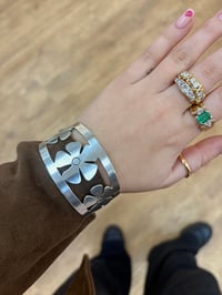 Image 1 of Thick Flower Open Bangle