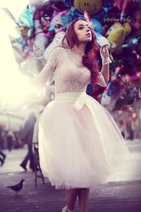 Image of Custom Color Tea Length Tulle Skirt