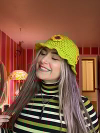 Image 3 of Flower Power Crochet Bucket Hat | Daisy or Sunflower Crochet Hat