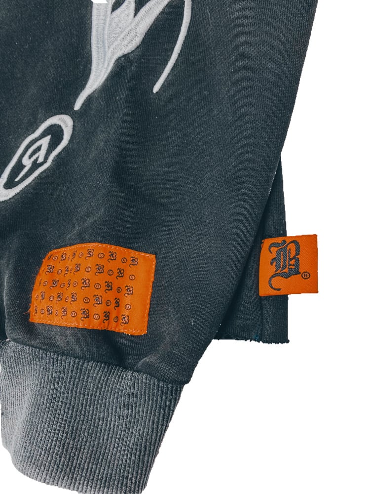 Image of BLE$$ING$®️ BLK/ACID  HVYWEIGHT DESIGNER CROP HOODIE 