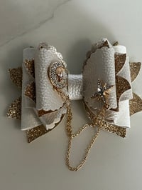 Image 2 of Starlight Shimmer Cream and Gold Moon, and Star Tumbler Straw Topper Bow