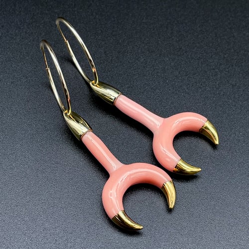 Image of Gold-Dipped Pink Moon Dangles