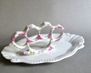 Image of New Cast Porcelain China Knuckles - Pink and Gold Floral 