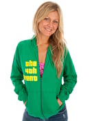 Image of the 4th event original hoodie, green + yellow