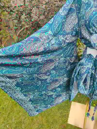 Image 20 of Pefkos co ord sarong set Turquoise tassels 