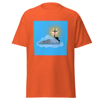 Image 4 of crossreference316 logo tee light blue background