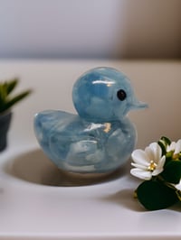 Image 3 of Set of 3 Natural Crystals in Resin OlllllO Ducks Ceramic Coated with Ducking Cards 'Lucky Ducks'