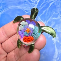 Image 1 of "UNDER THE SEA" CORAL REEF IMPLOSION SEA TURTLE PENDANT LARGE 1