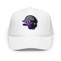 Image 3 of Tha O's "Bird Flu" Upside Down Snapback Trucker (Purple Logo) copy