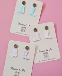 Image 1 of Western Boot Gingham Dangles 