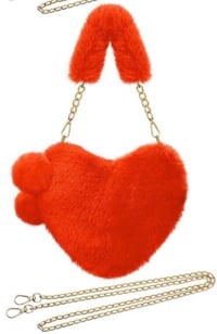 Image 1 of Orange Heart Fur Bag