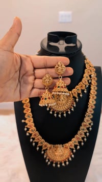 Image 4 of Ravina- Combo Temple Jewelry Necklace Set featuring Goddess Laxmi