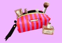 Image 2 of Hot pink and orange stripes makeup bag