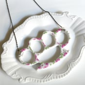 Image of New Cast Porcelain China Knuckles - Pink Floral Necklace